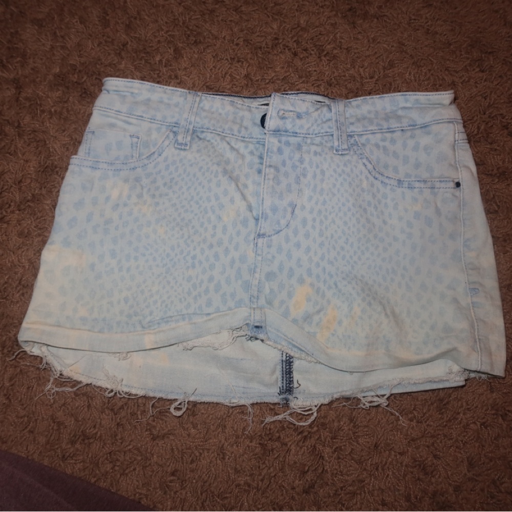 Guess Light Blue Patterned Jean Shorts stretchy